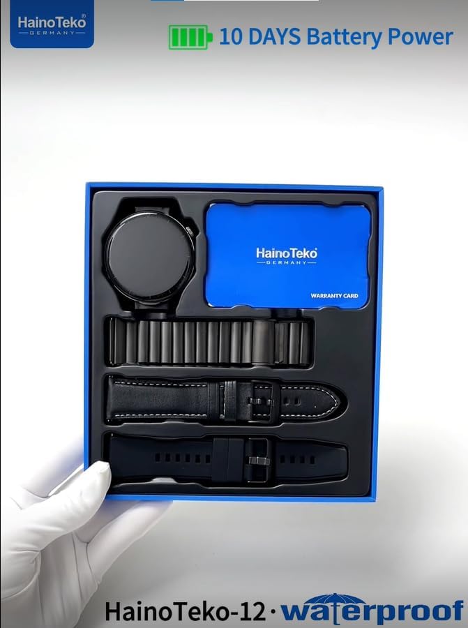 HainoTeko12 Waterproof Smartwatch with Built-in Earbuds and AMOLED Display – Black - Image 2